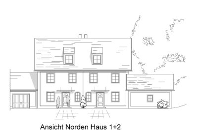 Gräfelfing, Radlbäckstr., Ansicht Norden Haus 1+2